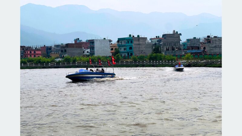 Internal Tourists Enjoy Boating on the Taal in Ward 10 of Bharatpur Municipality