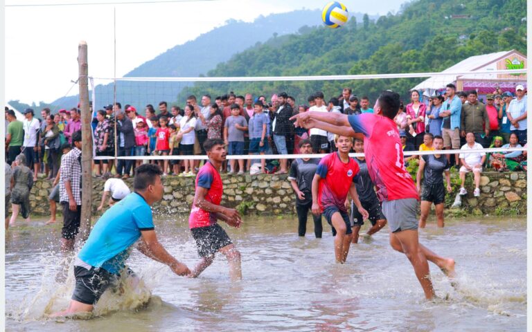 Pokhara Celebrates Asare Ropain Festival with Mud Volleyball Tournament