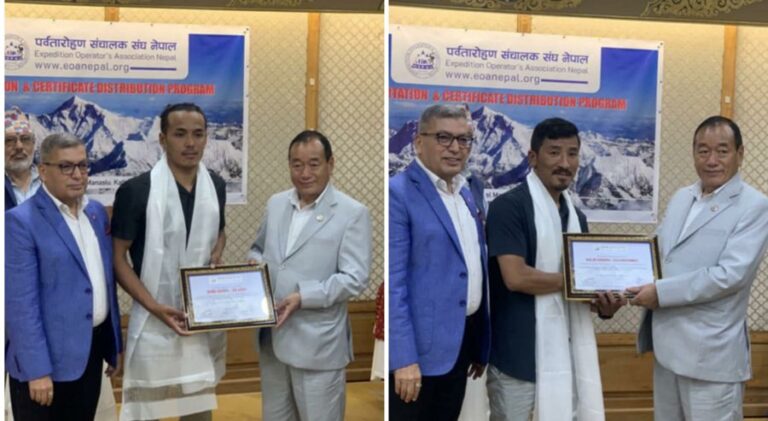 Record-Breaking Climbers Honored by Association of Climbing Operators of Nepal