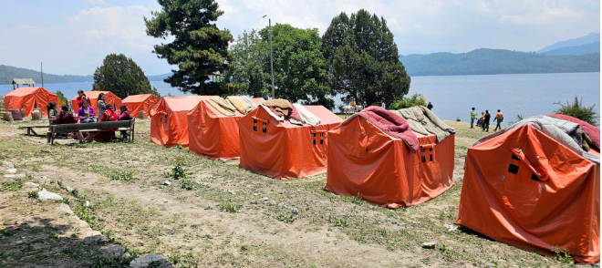 Tents for Tourists Built on the Shores of the Enchanting Rara Lake in Mugu