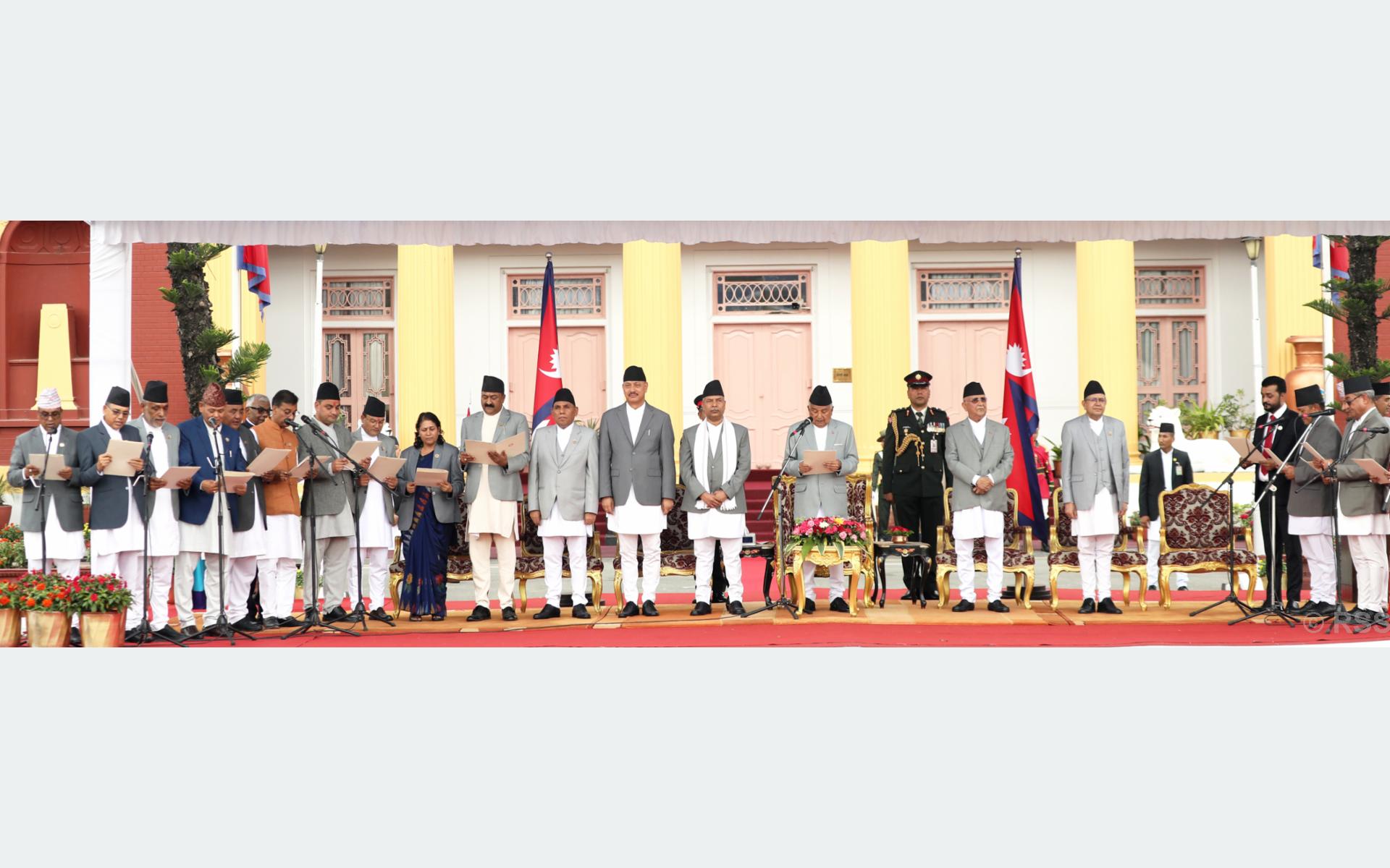 President Administers Oath to Newly Appointed Ministers in KP Sharma Oli-Led Government