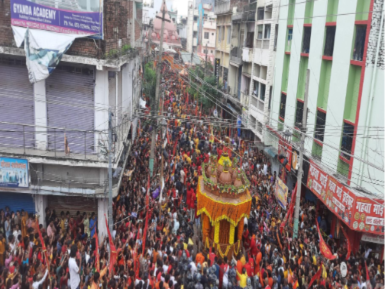 Thousands of Devotees Participate in Rath Yatra Celebrating the 12th Anniversary of Gahawa Mai Temple in Birgunj