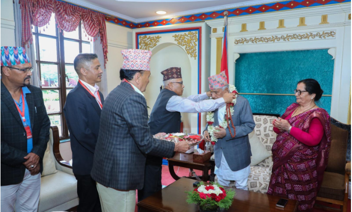 President Paudel Receives Mahaprasad from Dolakha Bhimeshwar Temple