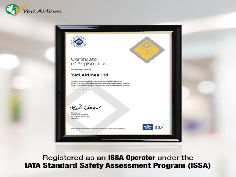 Yeti Airlines Achieves Prestigious IATA Standard Safety Assessment Certification