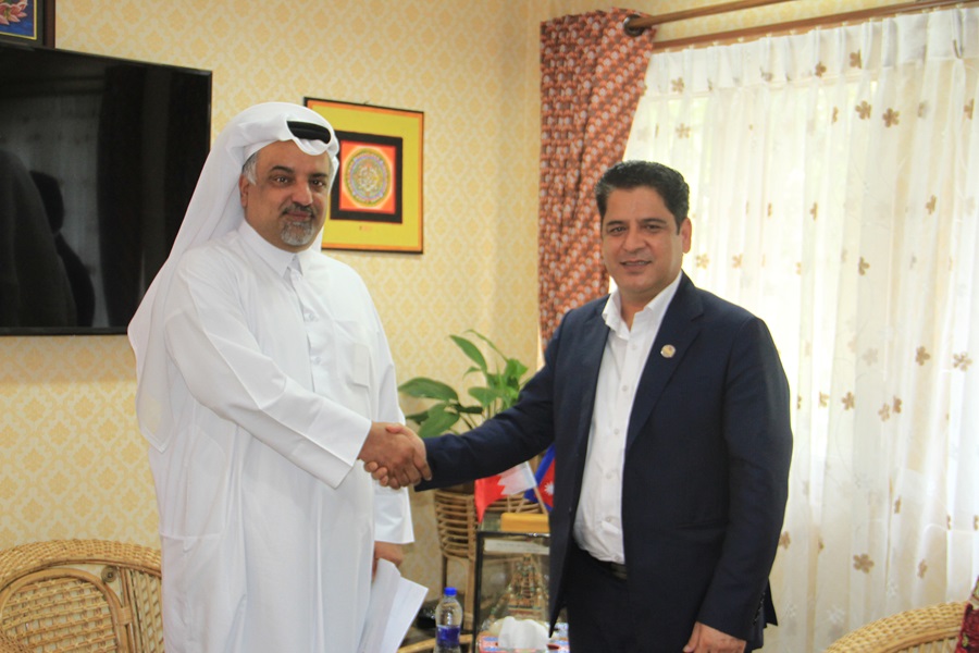 Qatar’s Ambassador to Nepal Meets with Industry Minister, Discusses Strengthening Bilateral Ties