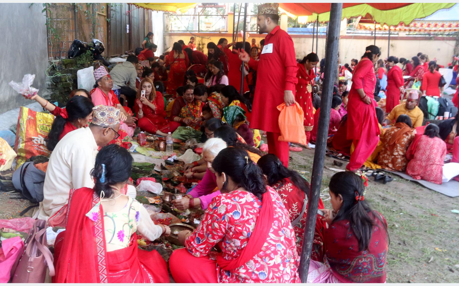 Crowds of Women Gather for Ritual Bathing on Rishi Panchami Festival in Kathmandu