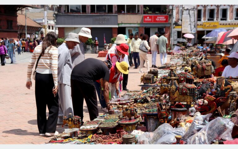 Foreign Tourists Explore Handicrafts in Kathmandu’s Basantpur During Nepal Visit