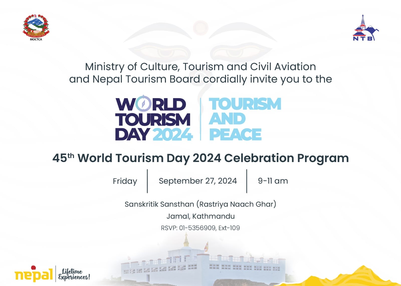 Nepal to Celebrate 45th World Tourism Day 2024 with Focus on “Tourism and Peace”