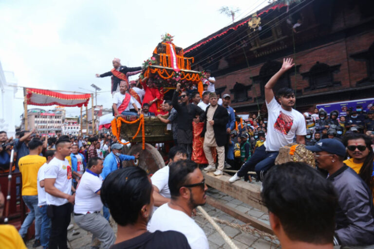 Indra Jatra Celebrations: Chariot Processions of Ganesh, Bhairav, and Kumari Held in Kathmandu