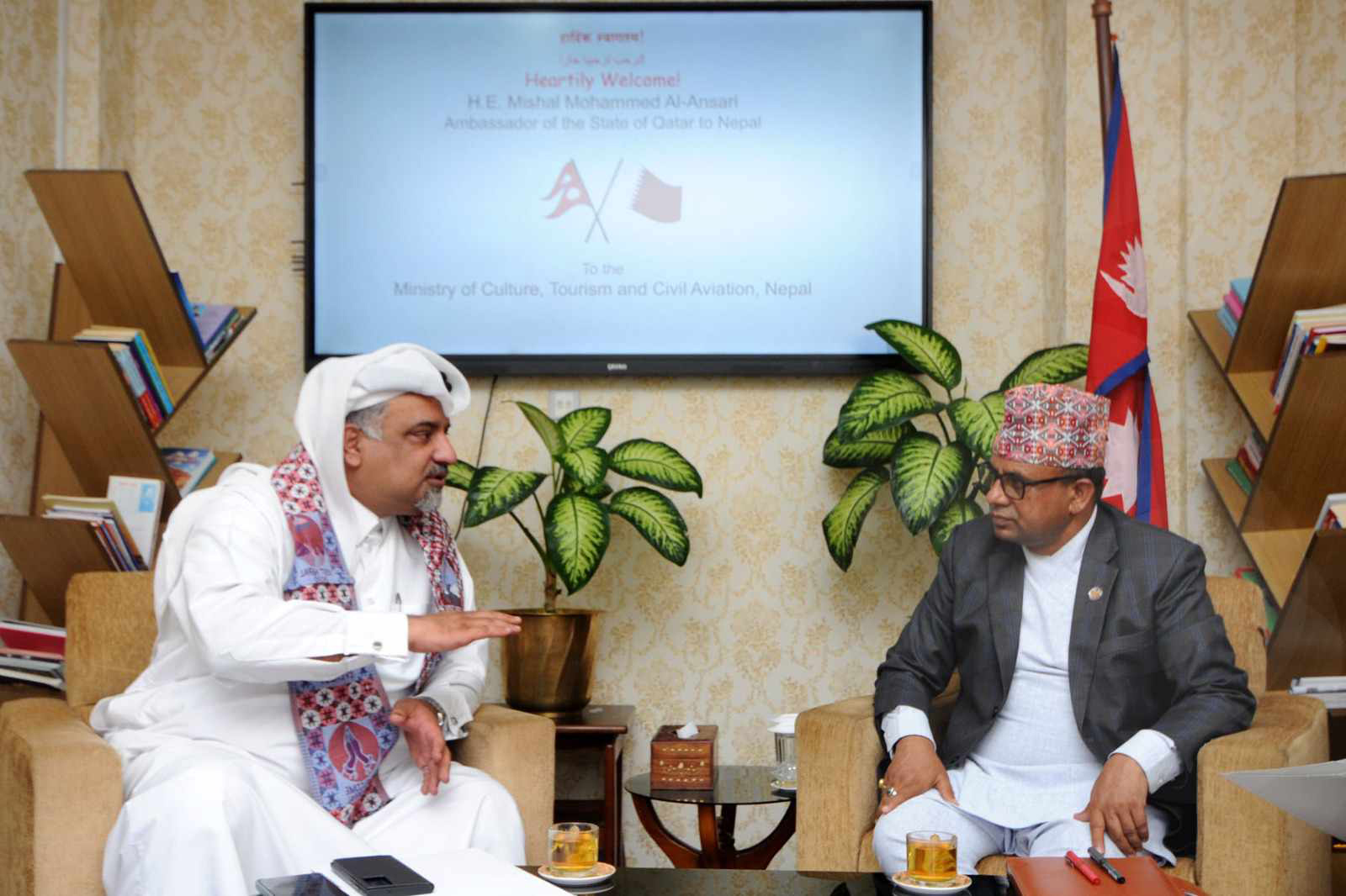 Qatari Ambassador Pays Courtesy Call on Minister for Culture, Tourism, and Civil Aviation