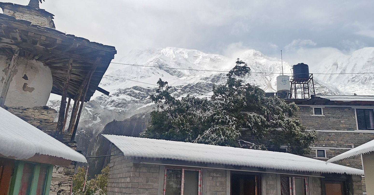 Heavy Snowfall Affects Daily Life and Tourism in Manang Amid Active Monsoon Across Nepal