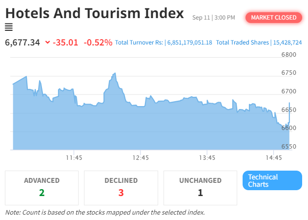 Hotel and Tourism Index Drops as NEPSE Continues Downward Trend