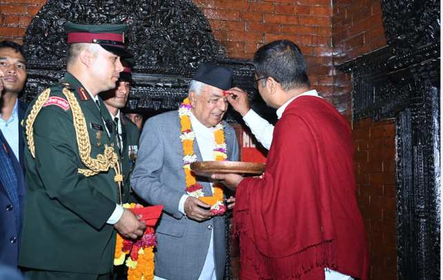 President Ram Chandra Paudel Receives Blessings from Living Goddess Kumari on Indrajatra