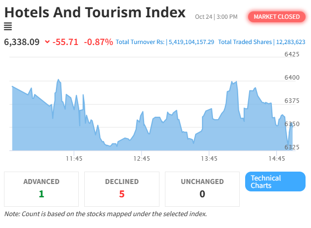 Hotel and Tourism Stocks See Steep Decline as NEPSE Index Faces Continued Pressure