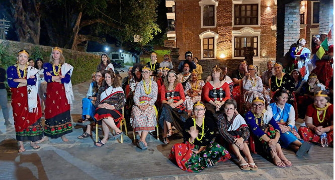 Enchanting Experience: Foreign Tourists Embrace Traditional Attire and Cultural Dances in Bandipur