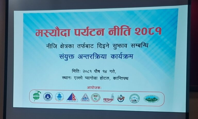 Tourism Associations Discuss Draft Tourism Policy 2081 BS in Joint Interaction Program