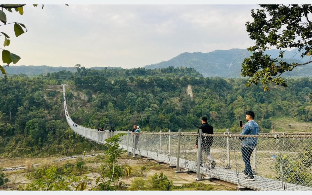 Newly Built Suspension Bridge in Jhapa Draws Crowds of Tourists