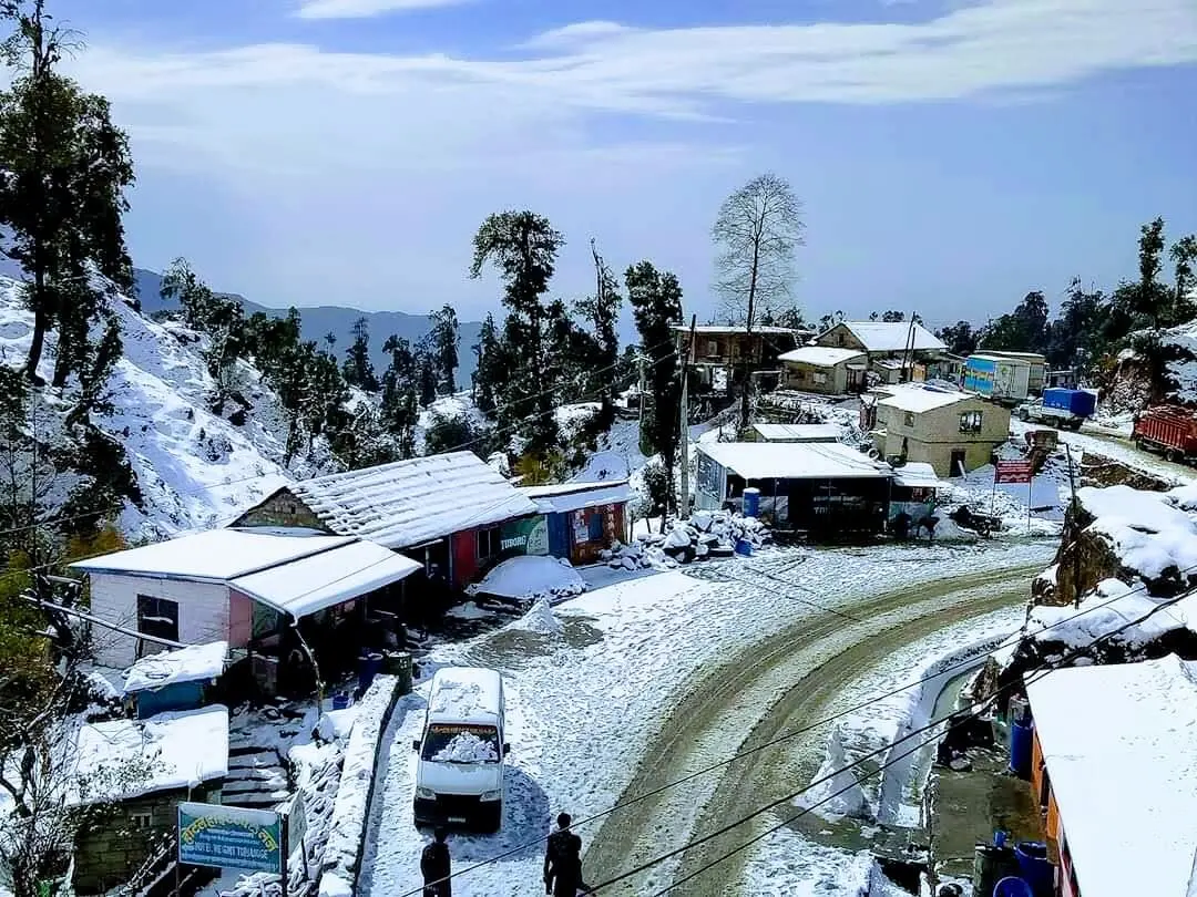 Light Snowfall in Pathibhara Following Rain