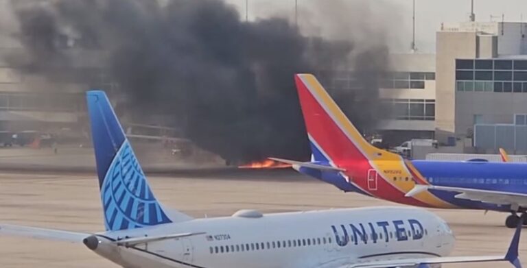 Denver Airport in Crisis: Fierce Fire Strikes American Airlines Aircraft