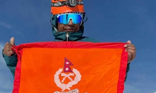 Glorious Victory: APF Inspector Chhantyal Plants Flag Atop Mt. Everest