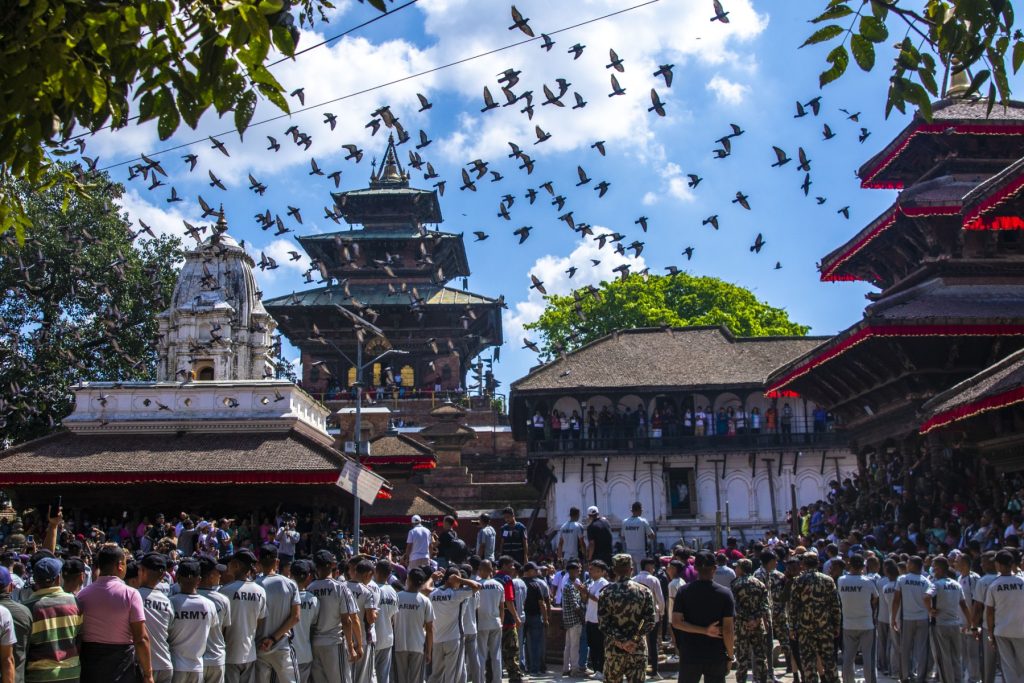 Majestic Indrajatra Lingo Rises at Hanuman Dhoka Durbar Square Amid Sacred Rituals