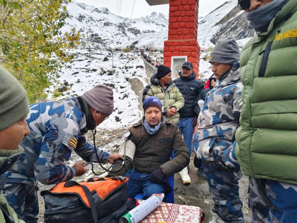 APF Sets Up Health Camp for Tourists Affected by Heavy Snowfall in Muktinath