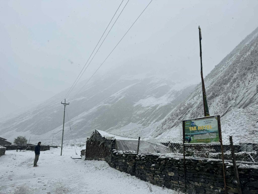 Heavy Snowfall Blankets Northern Gorkha, Disrupting Daily Life and Tourism