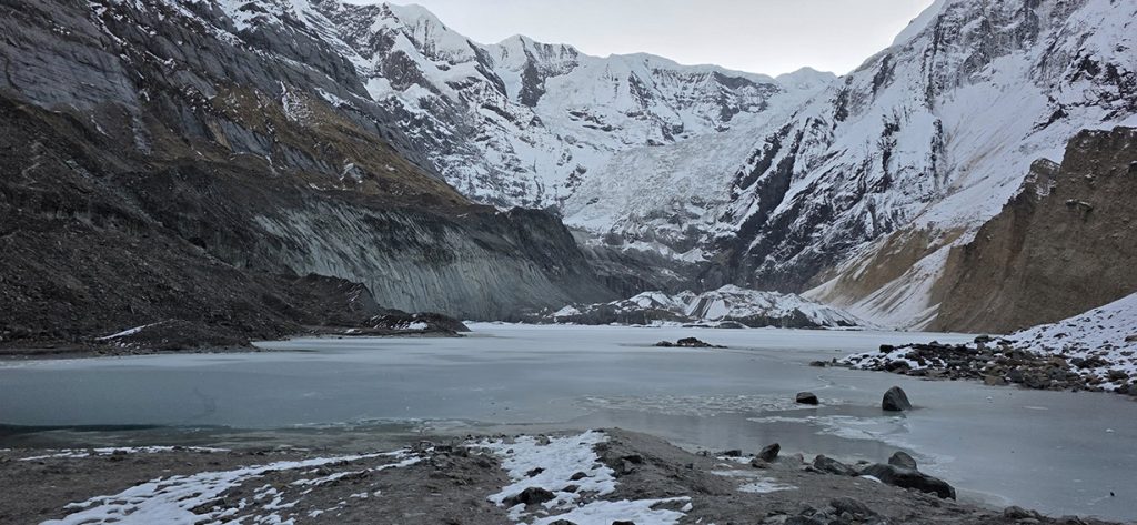 Panchakunda Lake in Annapurna Base Camp Freezes, Turning Into a New Winter Attraction