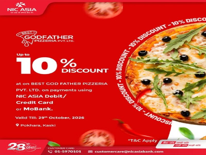 NIC ASIA Bank Partners with Best God Father Pizzeria to Offer Discounts
