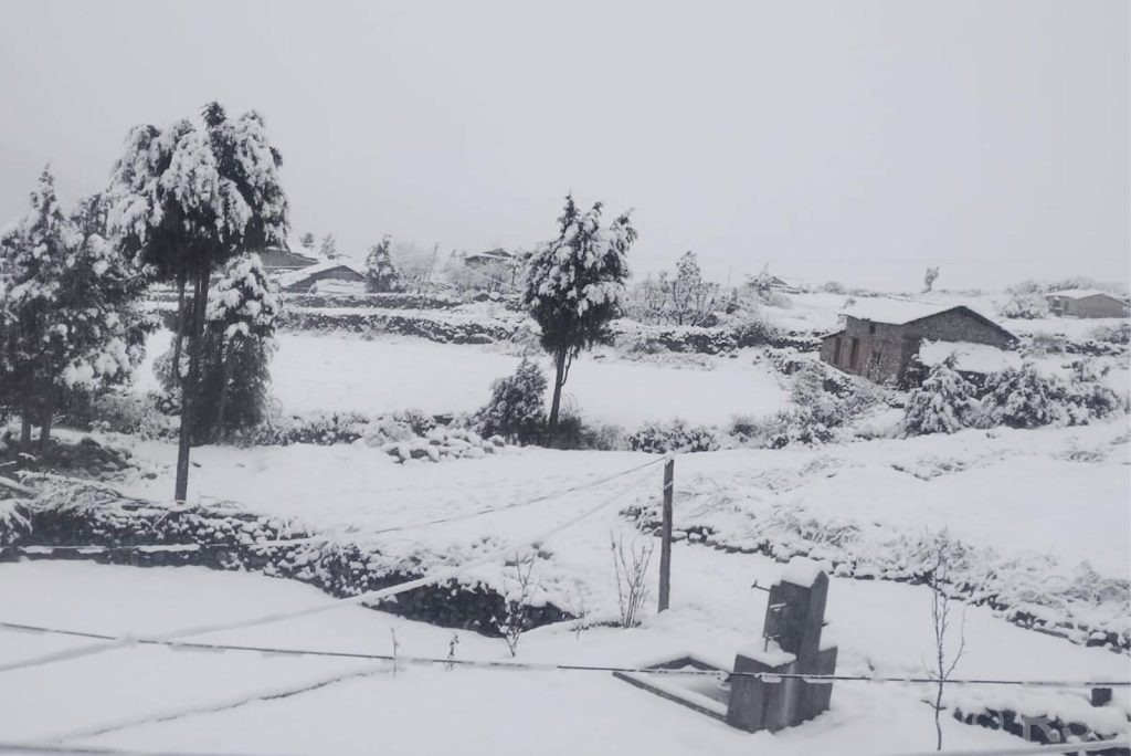 First Snowfall of the Season in Northern Rasuwa Brightens Prospects for Tourism