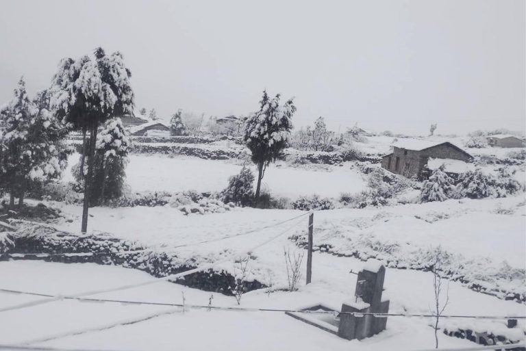 First Snowfall of the Season in Northern Rasuwa Brightens Prospects for Tourism
