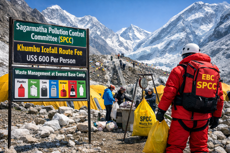 SPCC Issues Mandatory Khumbu Icefall Fee and Strict Waste Management Rules for Everest Climbers
