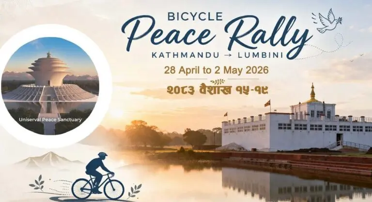 ‘Cycling for Peace’ Rally Begins Journey from Kathmandu to Lumbini Marking 2570th Buddha Jayanti