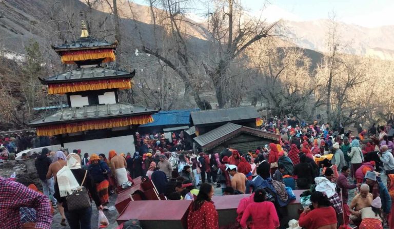 Massive Pilgrim Surge Transforms Sacred Muktinath Temple into Bustling Spiritual Hub