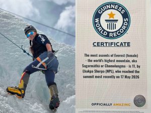 Lhakpa Sherpa Sets Guinness World Record with 11 Everest Ascents, Becomes Most Successful Female Climber