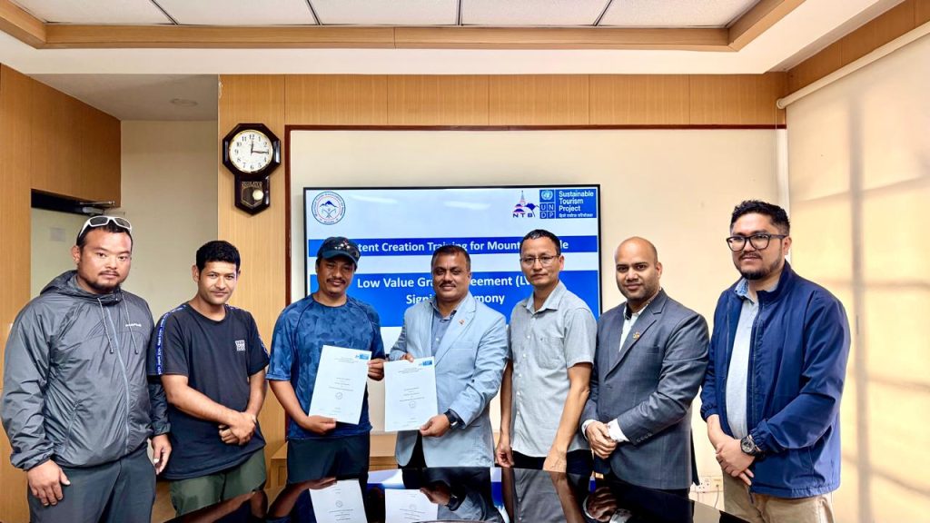 NTB, UNDP Nepal Sign Grant Agreement to Train 50 Mountain and Trekking Guides in Content Creation