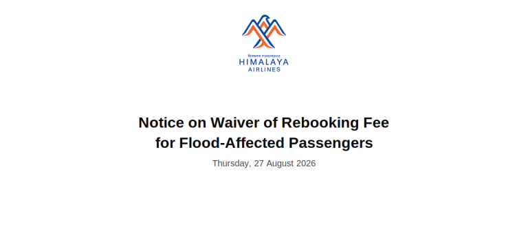 Himalaya Airlines Opens Free Rebooking For Passengers Hit By Flood Disruptions