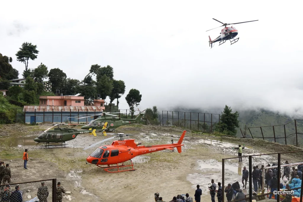Private Helicopters Cut Rescue Charges By 28% In Flood Hit Rasuwa